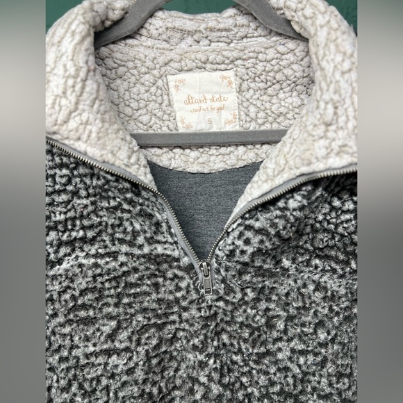 Altar’d State | Quarter Zip Sherpa Pullover Sweater Gray - Picture 4 of 5